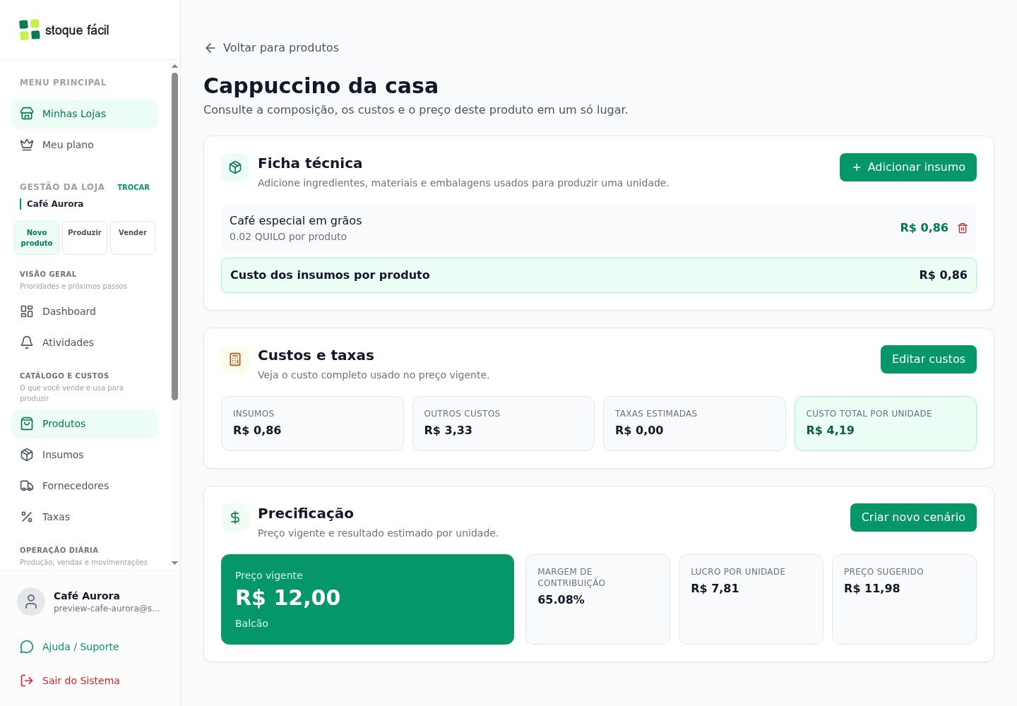 O preço de venda perfeito em um clique